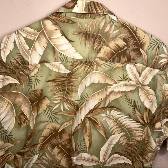 Vintage Medium Pierre Cardin Hawaiian Short Beige Olive Tropical Print Mens - Picture 3 of 14
